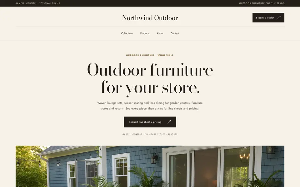 Atelier website template: sample home page
