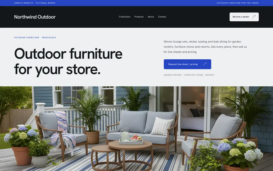 Studio website template: sample home page